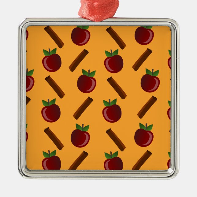 Apple Cinnamon Pattern Metal Ornament (Front)