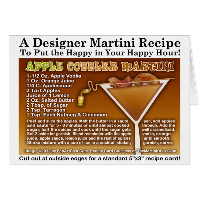 Apple Cobbler Martini Recipe Greeting Note Card (Front Horizontal)