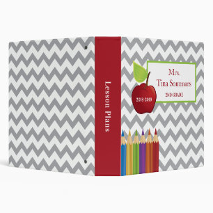 Apple & Coloured Pencil Personalized Teacher Binder