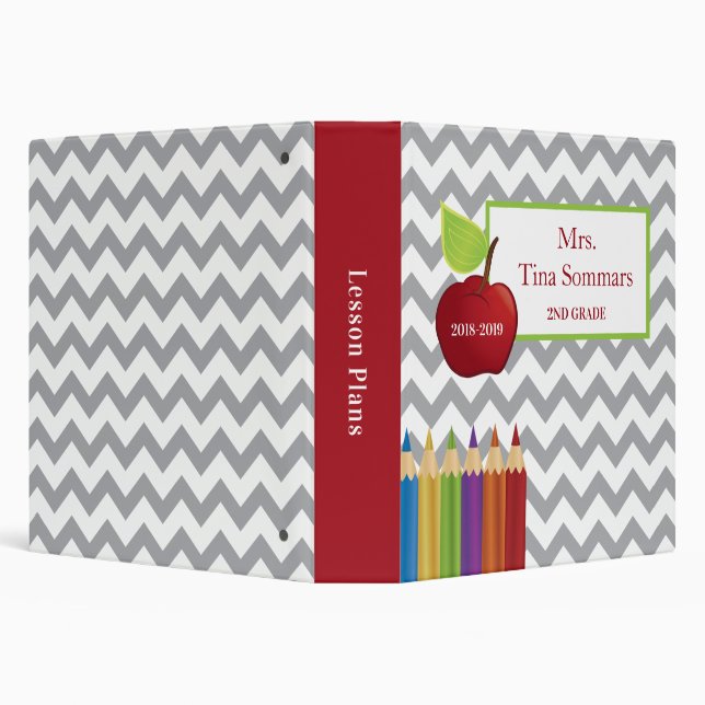 Apple & Coloured Pencil Personalized Teacher Binder (Background)