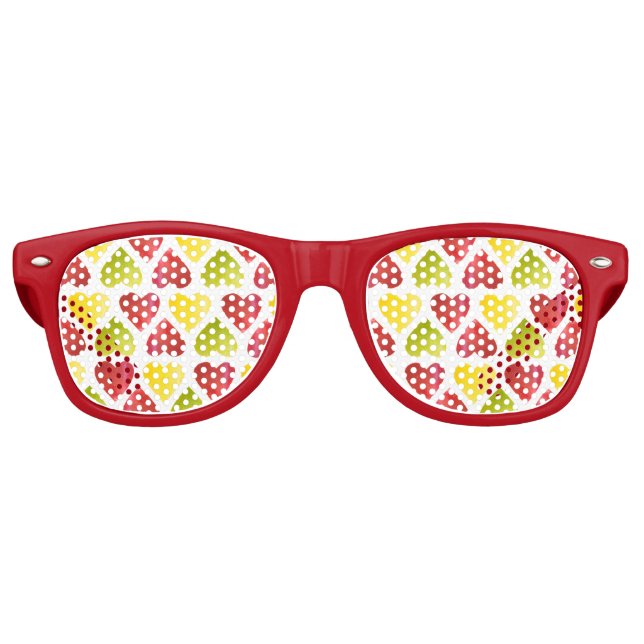 Apple colourful hearts pattern retro sunglasses (Front)