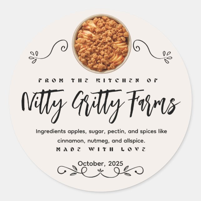 Apple Crisp Jam préserver Étiquette de canne perso (Devant)