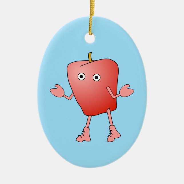 Apple Critter Ceramic Ornament (Front)