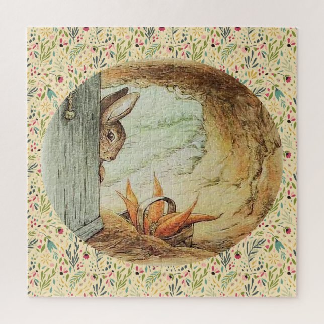 Apple Dappley Rabbit and Basket of Carrots Jigsaw Puzzle (Vertical)