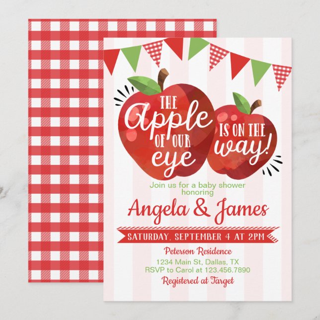 Apple de notre Baby shower Oeil Invitation d'invit (Devant / Derrière)