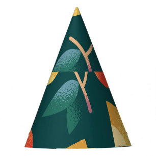 Apple Delight: Dark Green Seamless. Party Hat