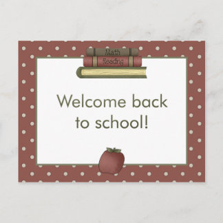Apple et livre Bienvenue Retour à l'école Carte po