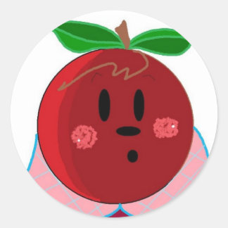 Apple Face Girl Classic Round Sticker