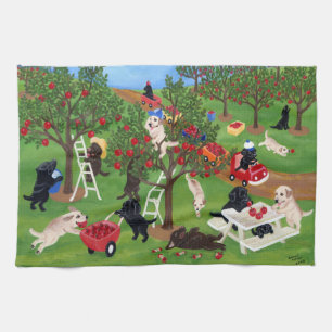 Apple Farm Labradors Painting Kitchen Towel