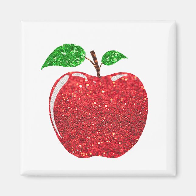 Apple Faux Red Glitter Magnet (Front)