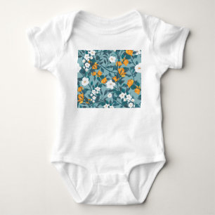 Apple Floral: Blooming Pattern Motif. Baby Bodysuit