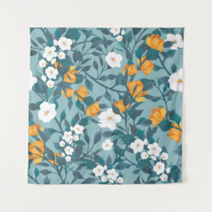 Apple Floral: Blooming Pattern Motif. Tapestry
