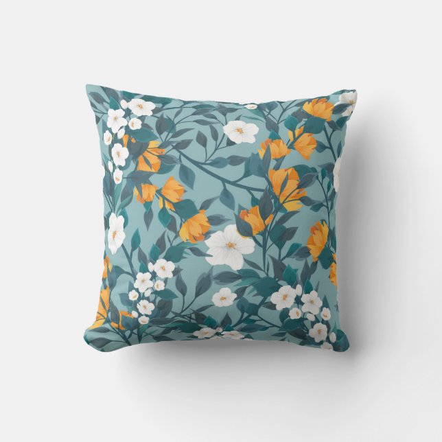 Apple Floral: Blooming Pattern Motif. Throw Pillow (Front)