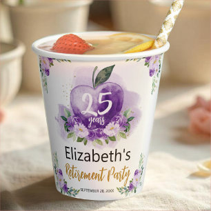 Apple Floral Teacher Retirement Party  Paper Cups