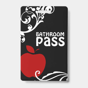 Apple Flouris Classroom Bathroom Pass for Teachers Badge