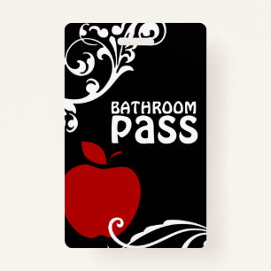 Apple Flouris Classroom Bathroom Pass for Teachers Badge