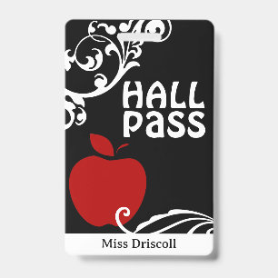 Apple Flourish Classroom Teacher Hall Pass Badge