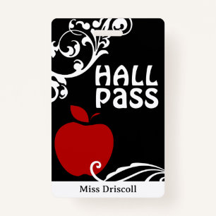 Apple Flourish Classroom Teacher Hall Pass Badge