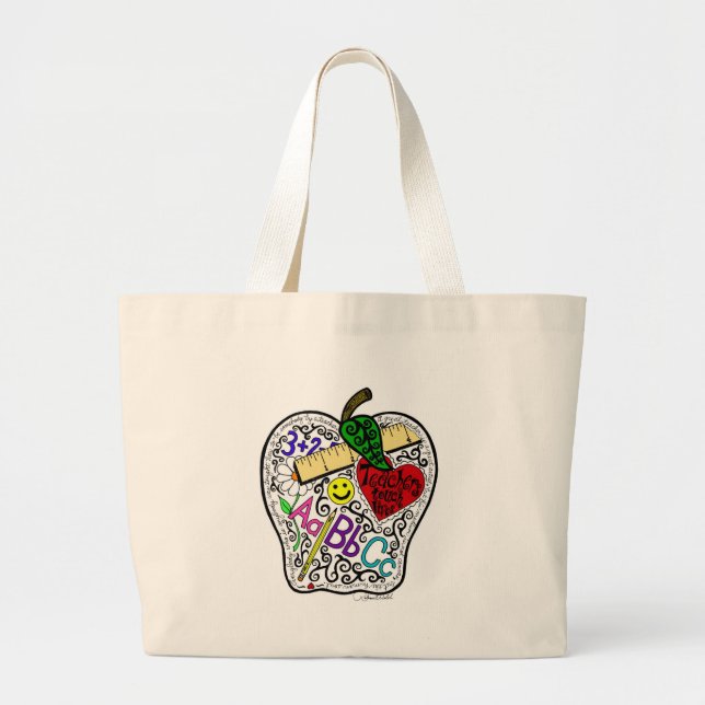 Apple for the teacher large tote bag (Front)