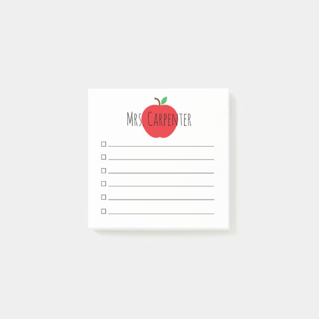 Apple for the Teacher Personalized Check List Post-it Notes (Front)