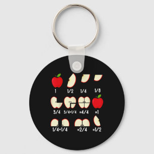 Apple Fraction Math Teachers Back To School Educat Keychain