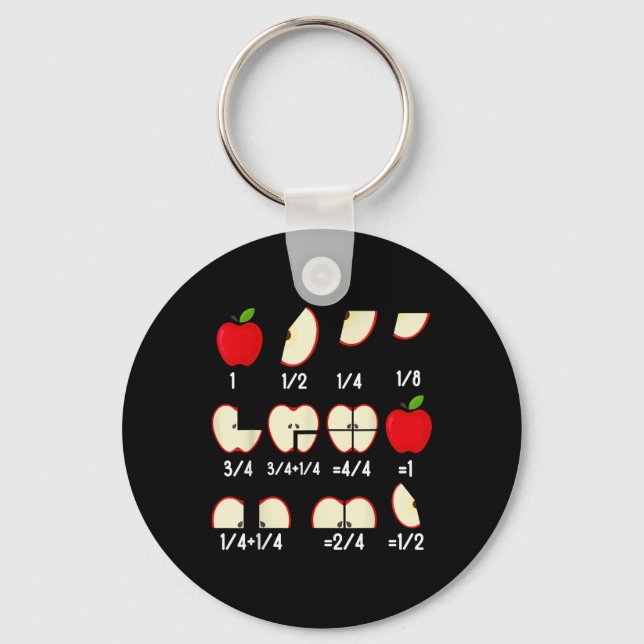 Apple Fraction Math Teachers Back To School Educat Keychain (Front)