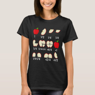 Apple Fraction Math Teachers Back To School Educat T-Shirt