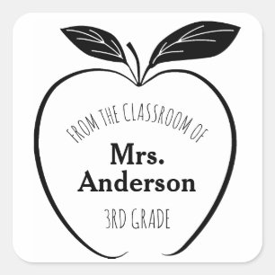 Apple From The Classroom of Personalized Square Sticker
