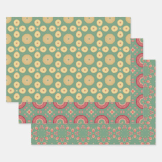 Apple Fruit Abstract Vintage Geometric Pattern 7 Wrapping Paper Sheet