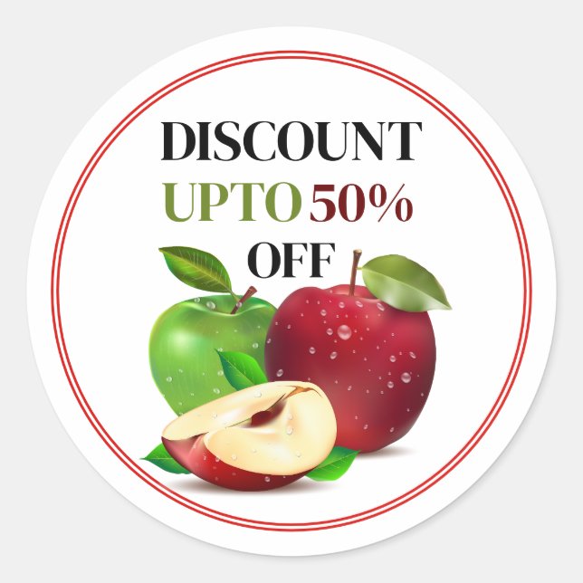 Apple Fruit Editable Custom Discount Sticker (Front)