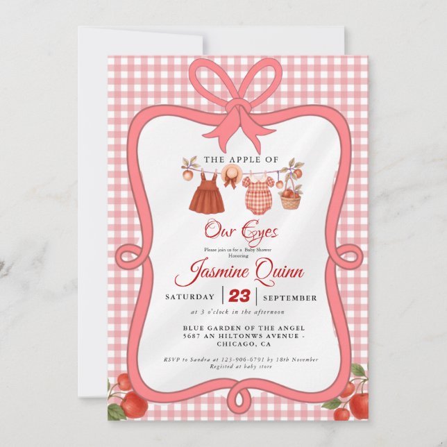 Apple Fruit Fall baby shower  Baby sprinkle Invitation (Front)