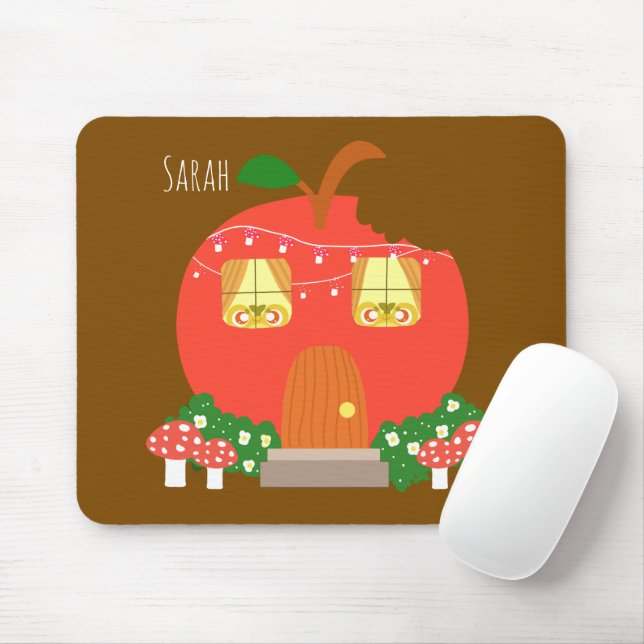 Apple Fruit Frog House Mouse Pad (With Mouse)