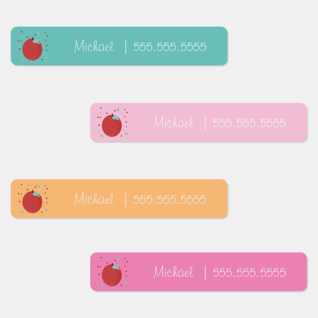 Apple Fruit School Class Lunch Name Number Labels (Group)