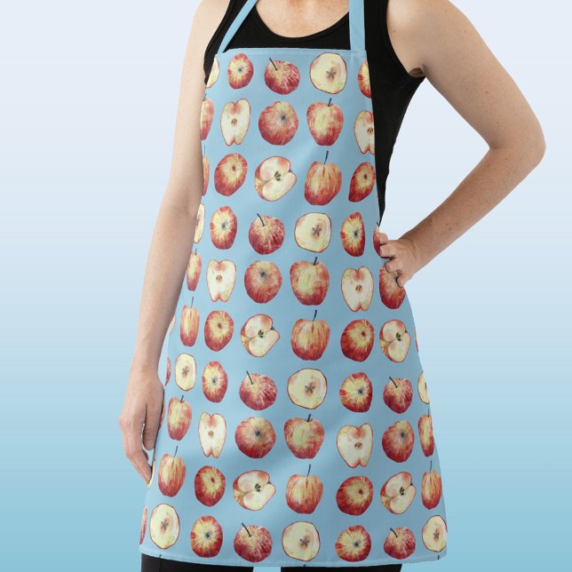 Apple Fruit Watercolor Apron (Watercolor apple pattern apron for cooks and foodies)