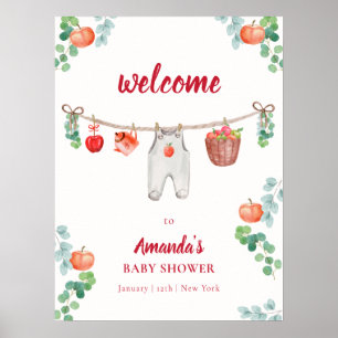 Apple Garden Clothesline Baby Shower Welcome Poster
