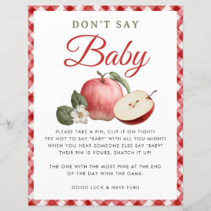 Apple & Gingham Baby Shower Don’t Say Baby Game