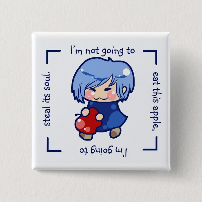 Apple Girl 2 Inch Square Button (Front)