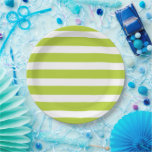 Apple Green and White Stripes Paper Plate<br><div class="desc">Custom designed paper party plates with a chic preppy nautical stripe pattern. Click Customize It to personalize the design with your own text and images to create a unique one of a kind design to match any party decor!</div>