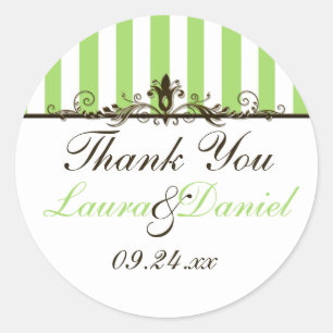 Apple Green, Brown, White Wedding Favour Sticker