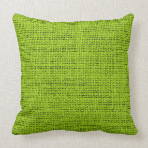 Apple green burlap linen background throw pillow
