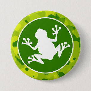 Apple Green Camo; Frog 3 Inch Round Button