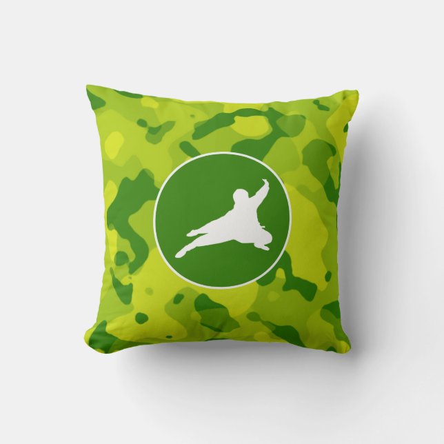 Apple Green Camo; Ninja Throw Pillow (Front)