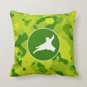 Apple Green Camo; Ninja Throw Pillow