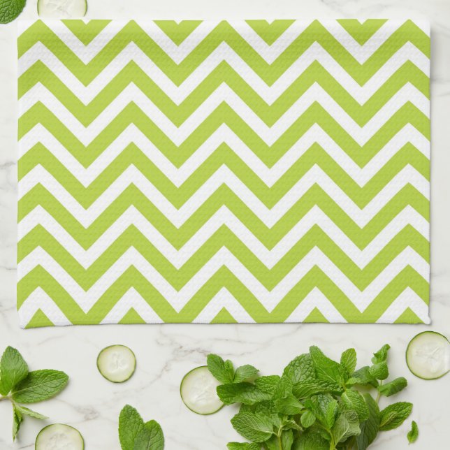 Apple Green Chevron Kitchen Towel (Folded)