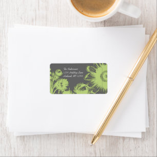 Apple Green Daisy on Charcoal Return Address Label