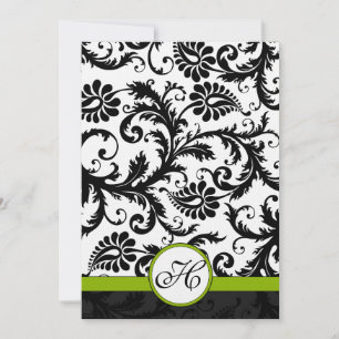 Apple Green Damask Swirls Wedding Invitation