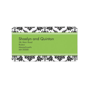 Apple Green Damask Wedding Address Labels