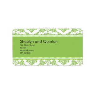 Apple Green Damask Wedding Address Labels