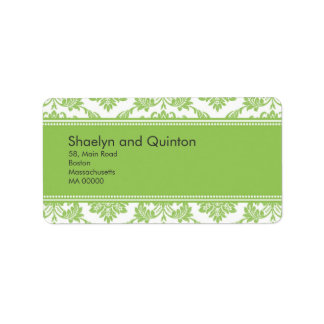 Apple Green Damask Wedding Address Labels
