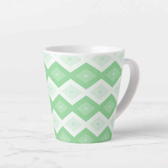 Apple green diamond pattern latte mug (Right Angle)